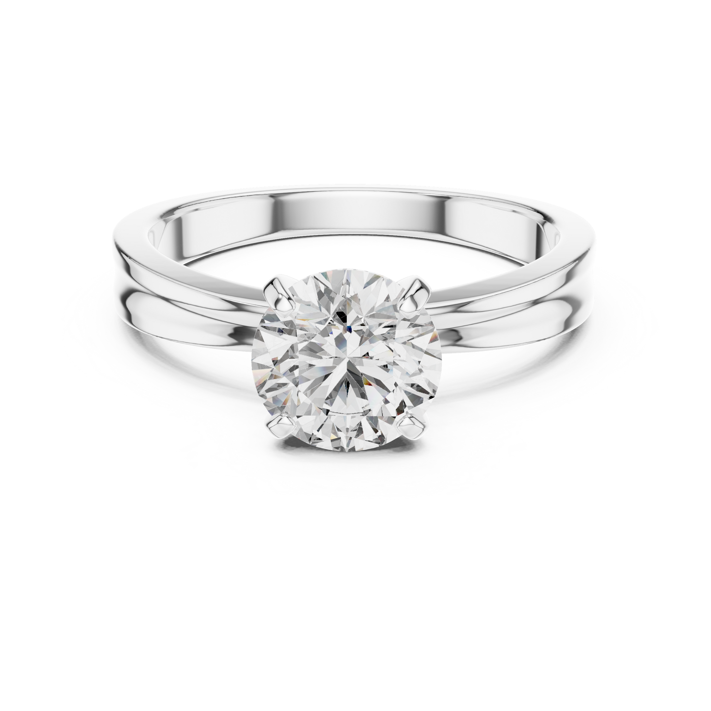 Round Cut Lab Grown Diamond Solitaire Ring in Yellow Gold
