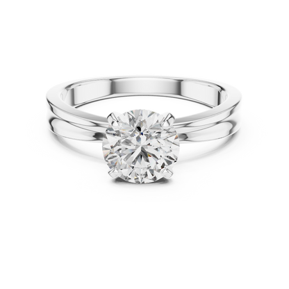 Round Cut Lab Grown Diamond Solitaire Ring in Yellow Gold