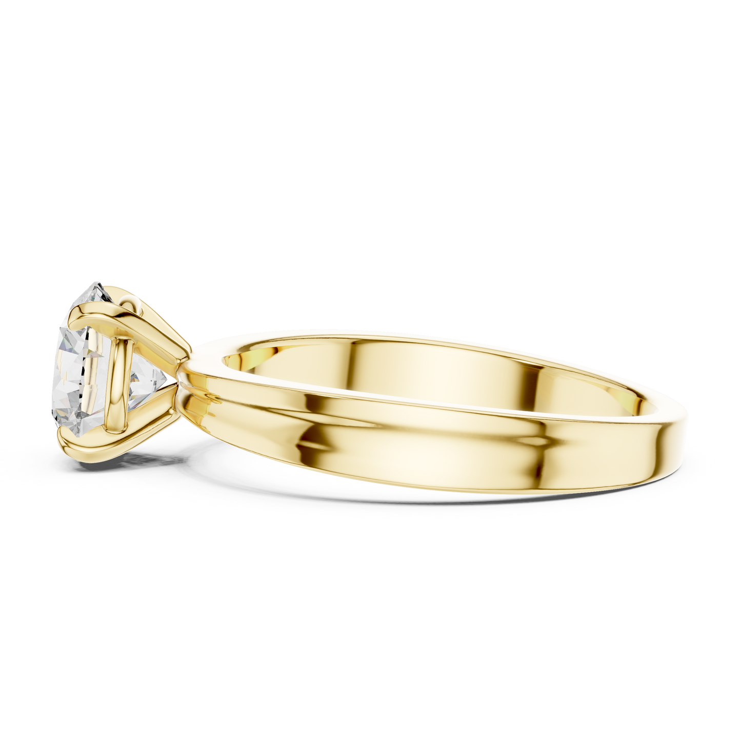 Round Cut Lab Grown Diamond Solitaire Ring in Yellow Gold