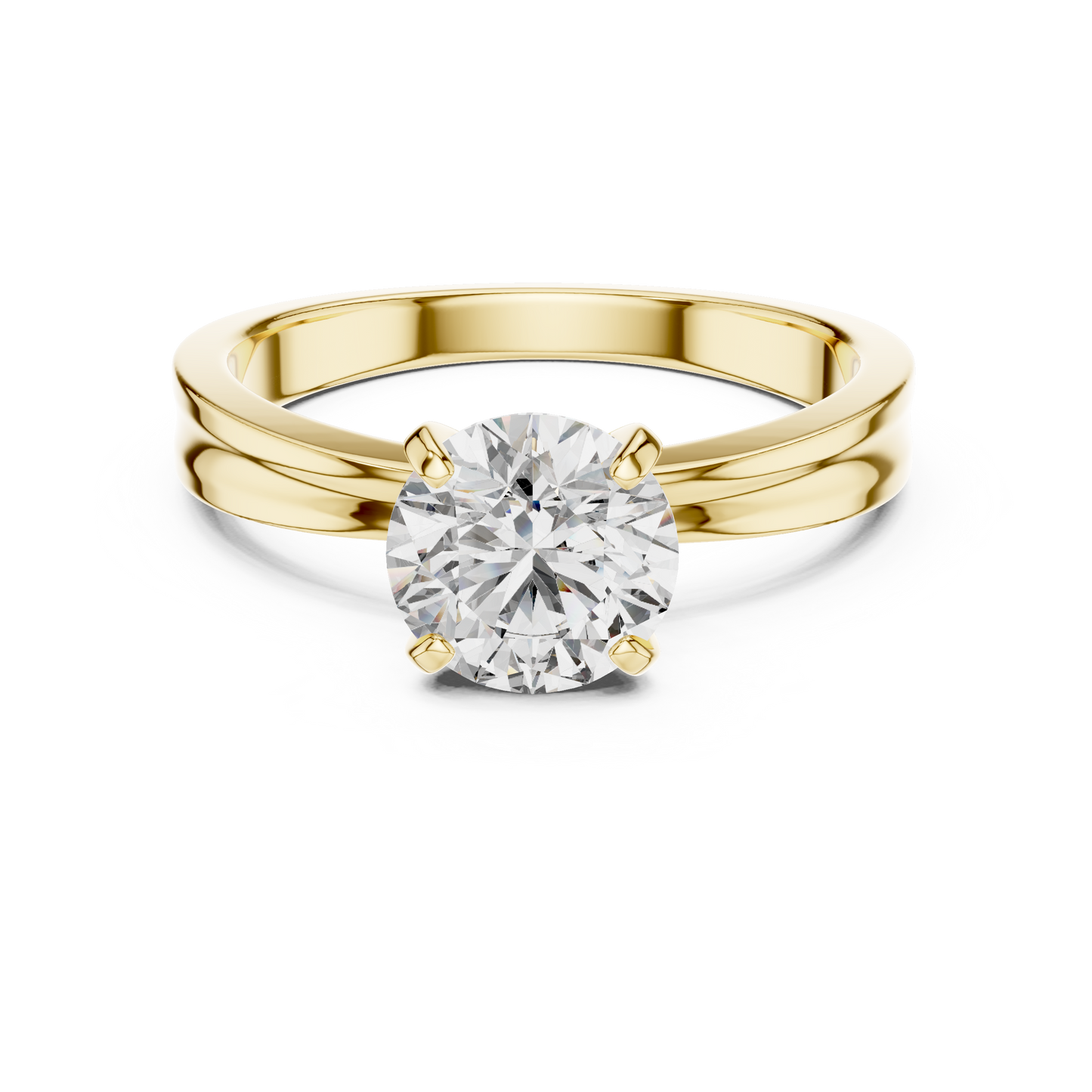 Round Cut Lab Grown Diamond Solitaire Ring in Yellow Gold