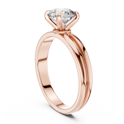 Yellow Gold Round Lab Grown Diamond Engagement Ring – Solitaire Design