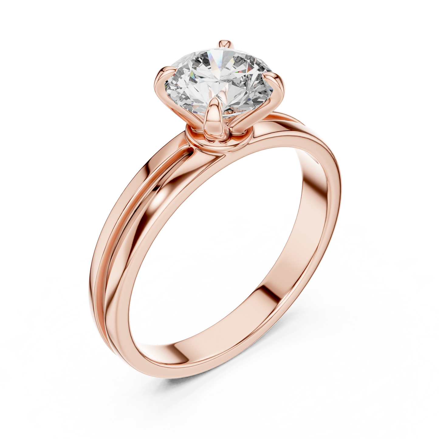 Yellow Gold Round Lab Grown Diamond Engagement Ring – Solitaire Design