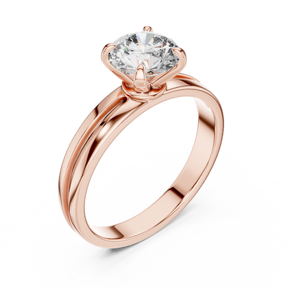 Yellow Gold Round Lab Grown Diamond Engagement Ring – Solitaire Design