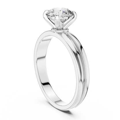 Yellow Gold Round Lab Grown Diamond Engagement Ring – Solitaire Design
