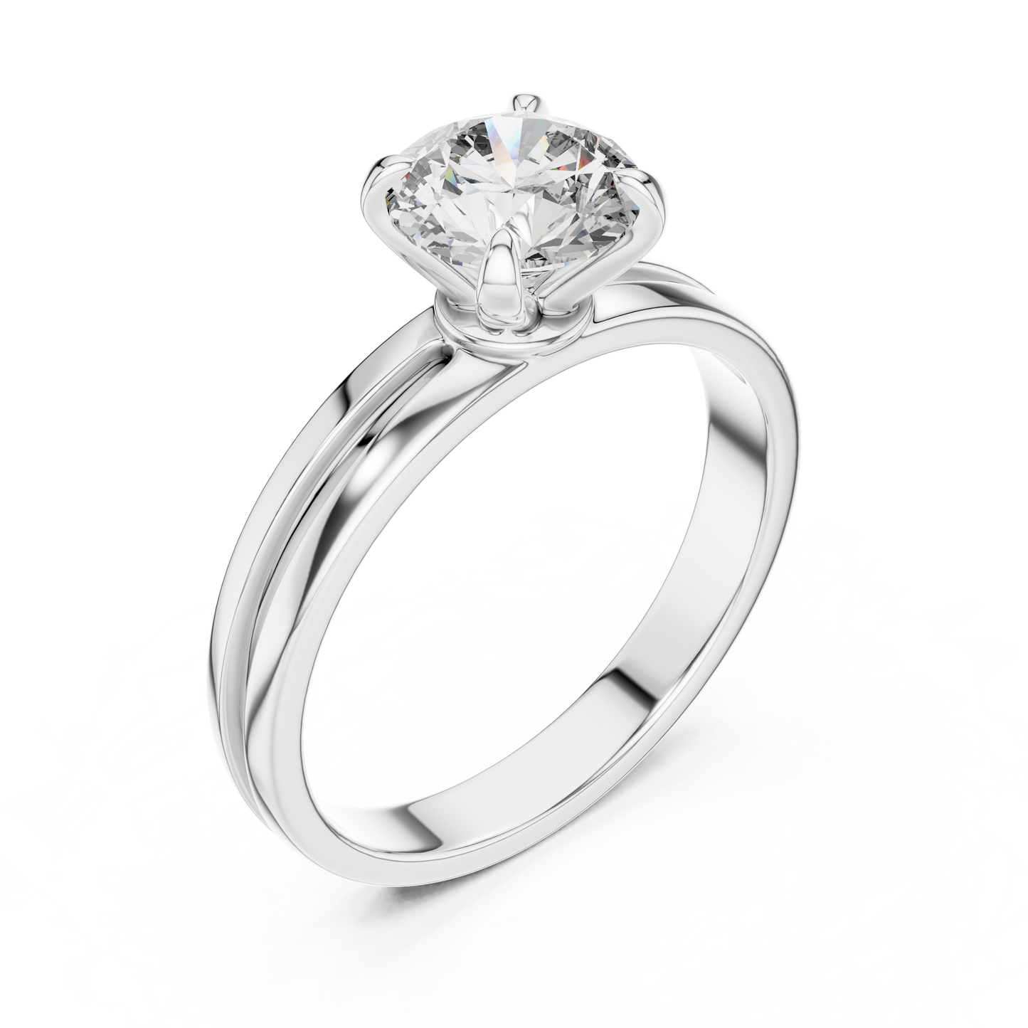 Yellow Gold Round Lab Grown Diamond Engagement Ring – Solitaire Design