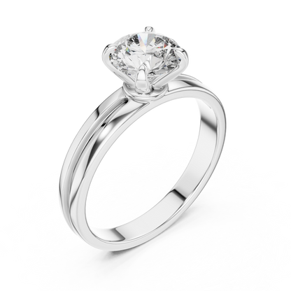 Yellow Gold Round Lab Grown Diamond Engagement Ring – Solitaire Design