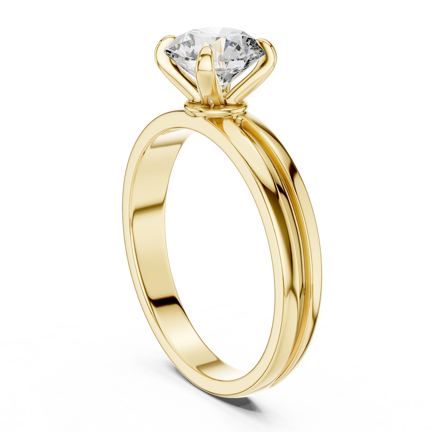 Yellow Gold Round Lab Grown Diamond Engagement Ring – Solitaire Design