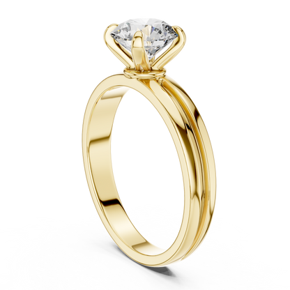 Yellow Gold Round Lab Grown Diamond Engagement Ring – Solitaire Design