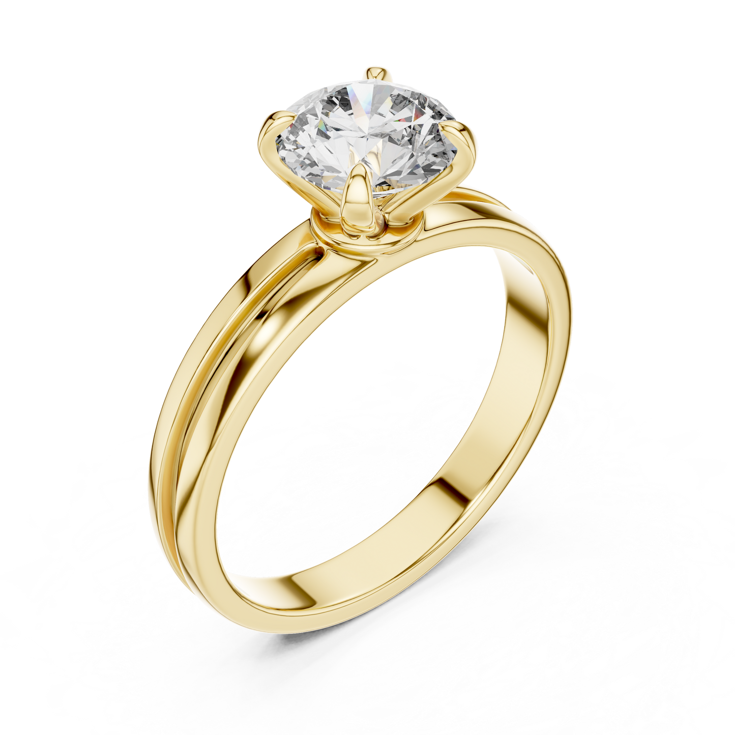 Yellow Gold Round Lab Grown Diamond Engagement Ring – Solitaire Design