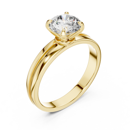 Yellow Gold Round Lab Grown Diamond Engagement Ring – Solitaire Design