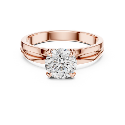 Yellow Gold Round Lab Grown Diamond Engagement Ring – Solitaire Design