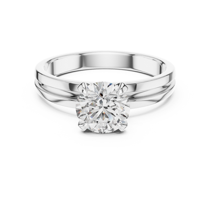 Yellow Gold Round Lab Grown Diamond Engagement Ring – Solitaire Design