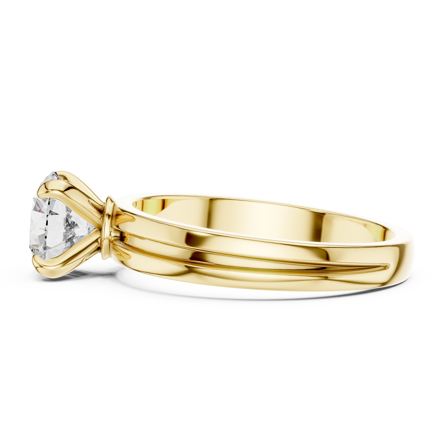 Yellow Gold Round Lab Grown Diamond Engagement Ring – Solitaire Design