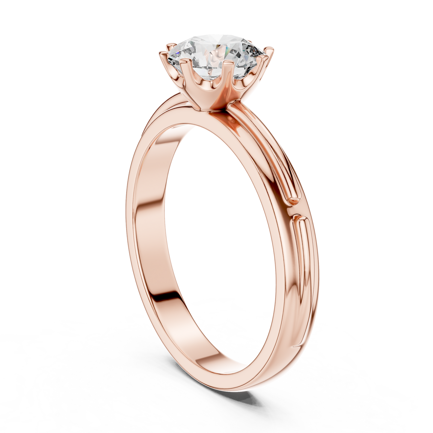 Rose Gold Round Lab Grown Diamond Engagement Ring – Six Prong Solitaire