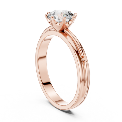 Rose Gold Round Lab Grown Diamond Engagement Ring – Six Prong Solitaire