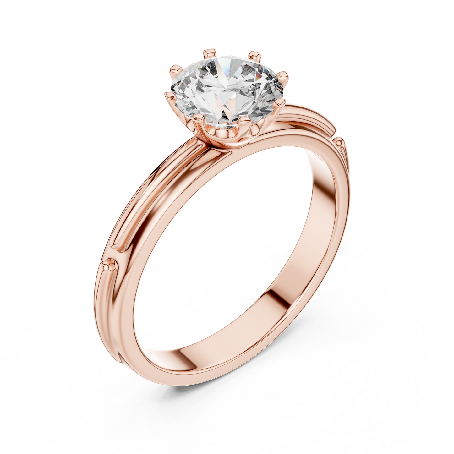 Rose Gold Round Lab Grown Diamond Engagement Ring – Six Prong Solitaire