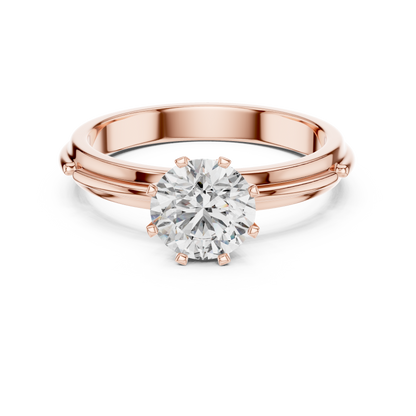 Rose Gold Round Lab Grown Diamond Engagement Ring – Six Prong Solitaire