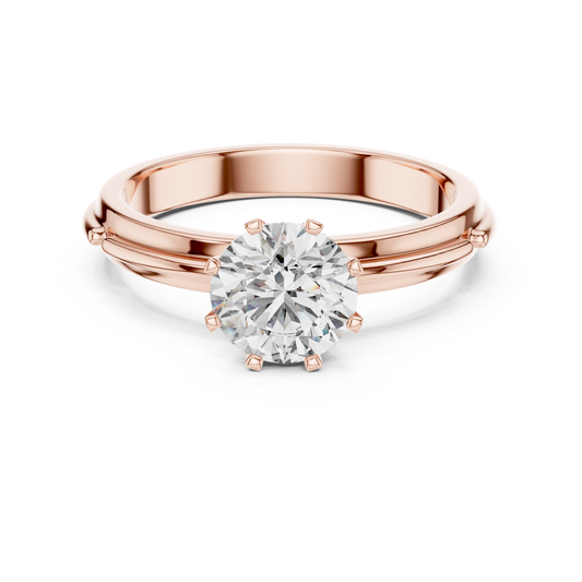 Rose Gold Round Lab Grown Diamond Engagement Ring – Six Prong Solitaire