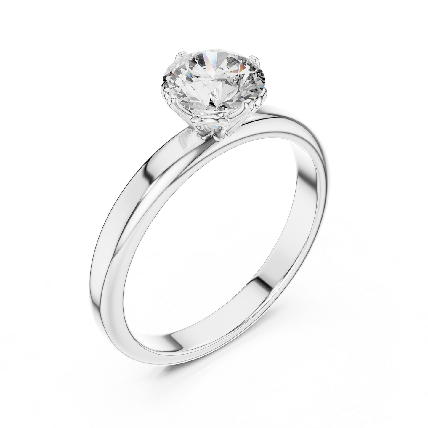 Round Cut Lab Grown Diamond Solitaire Ring in White Gold | Classic Engagement Ring