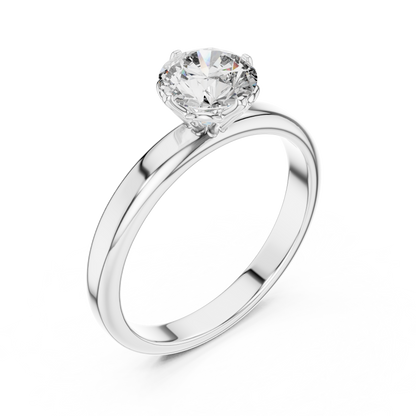 Round Cut Lab Grown Diamond Solitaire Ring in White Gold | Classic Engagement Ring