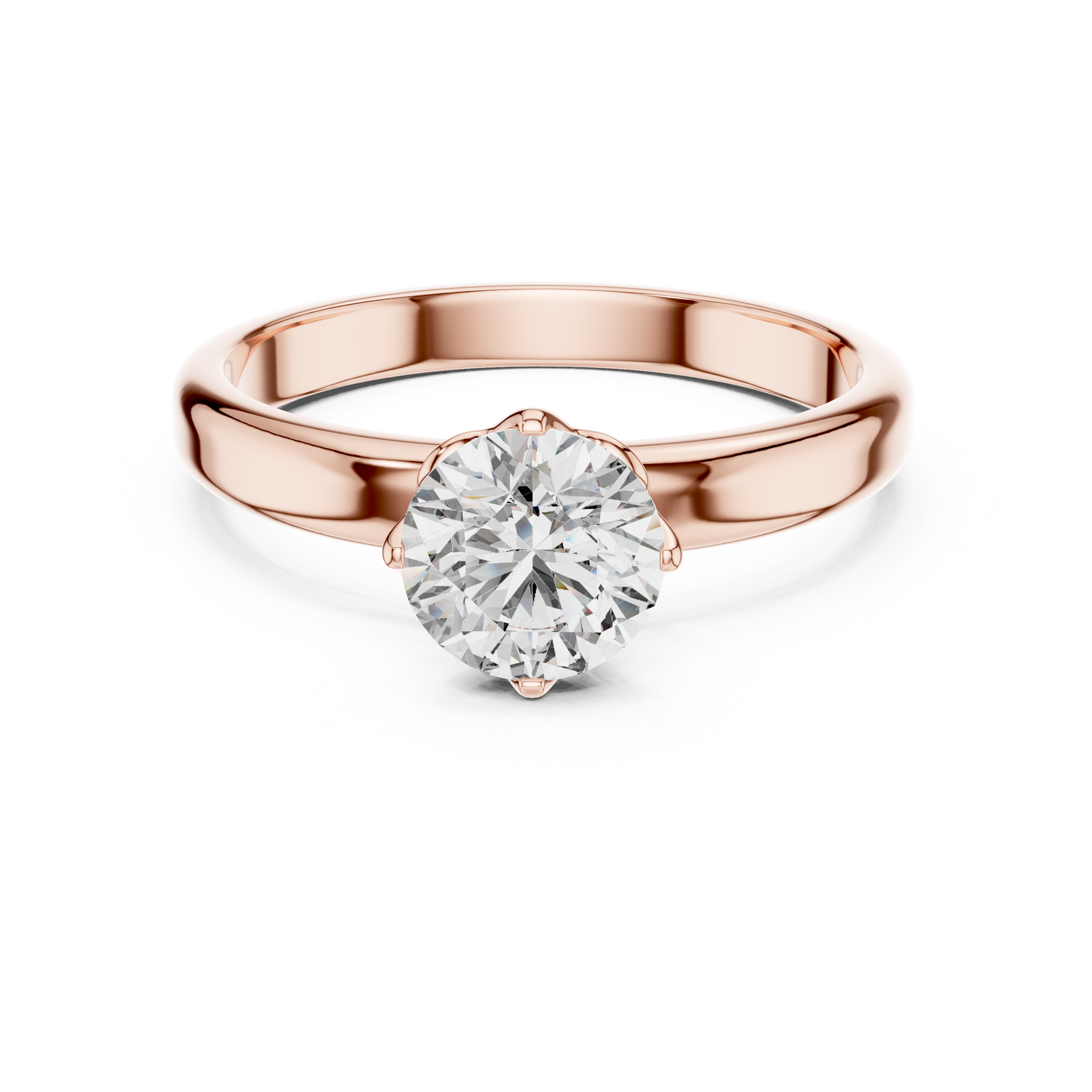 Round Cut Lab Grown Diamond Solitaire Ring in White Gold | Classic Engagement Ring