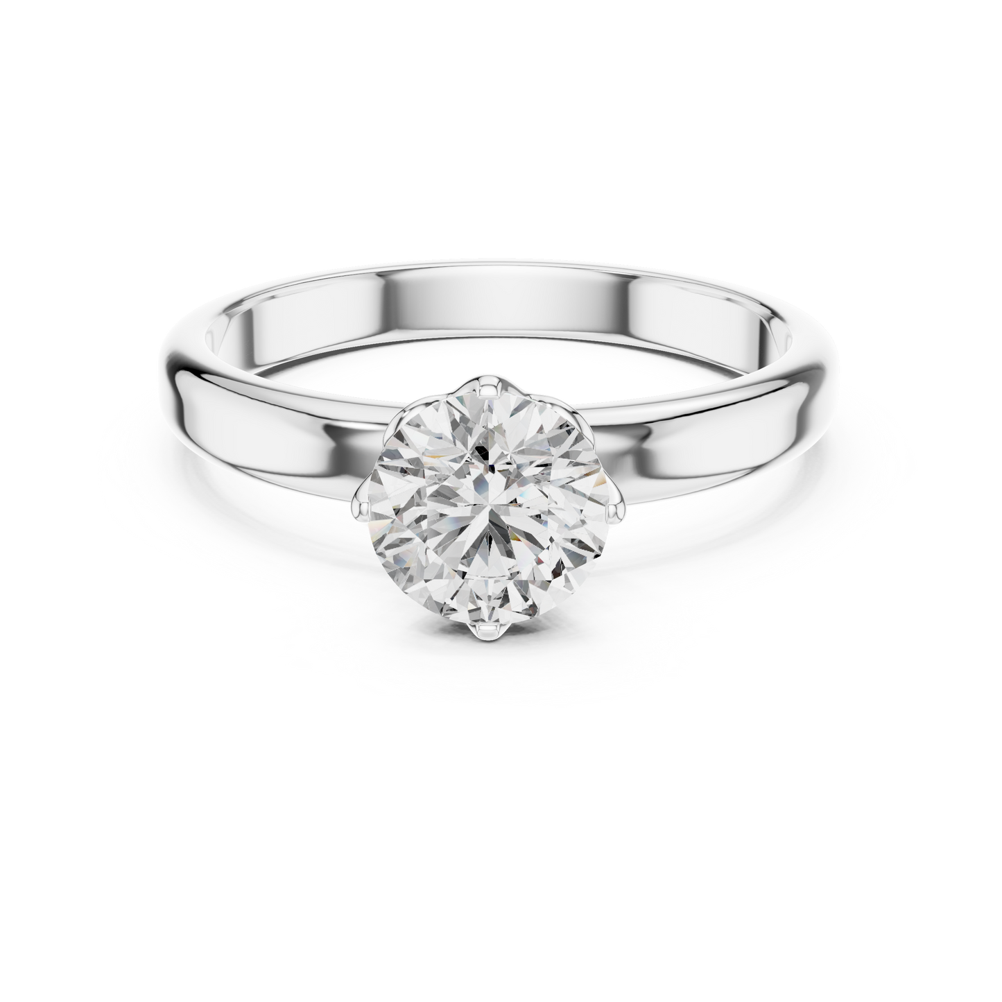 Round Cut Lab Grown Diamond Solitaire Ring in White Gold | Classic Engagement Ring