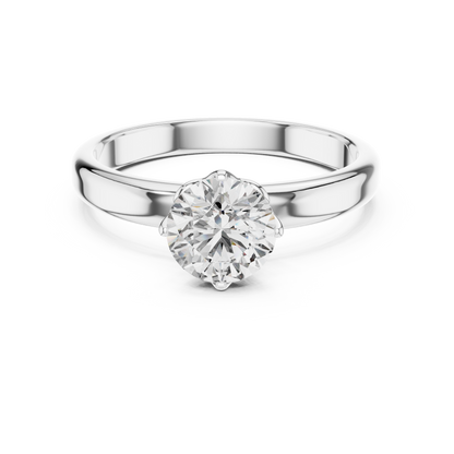 Round Cut Lab Grown Diamond Solitaire Ring in White Gold | Classic Engagement Ring