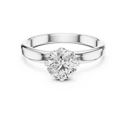 Round Cut Lab Grown Diamond Solitaire Ring in White Gold | Classic Engagement Ring