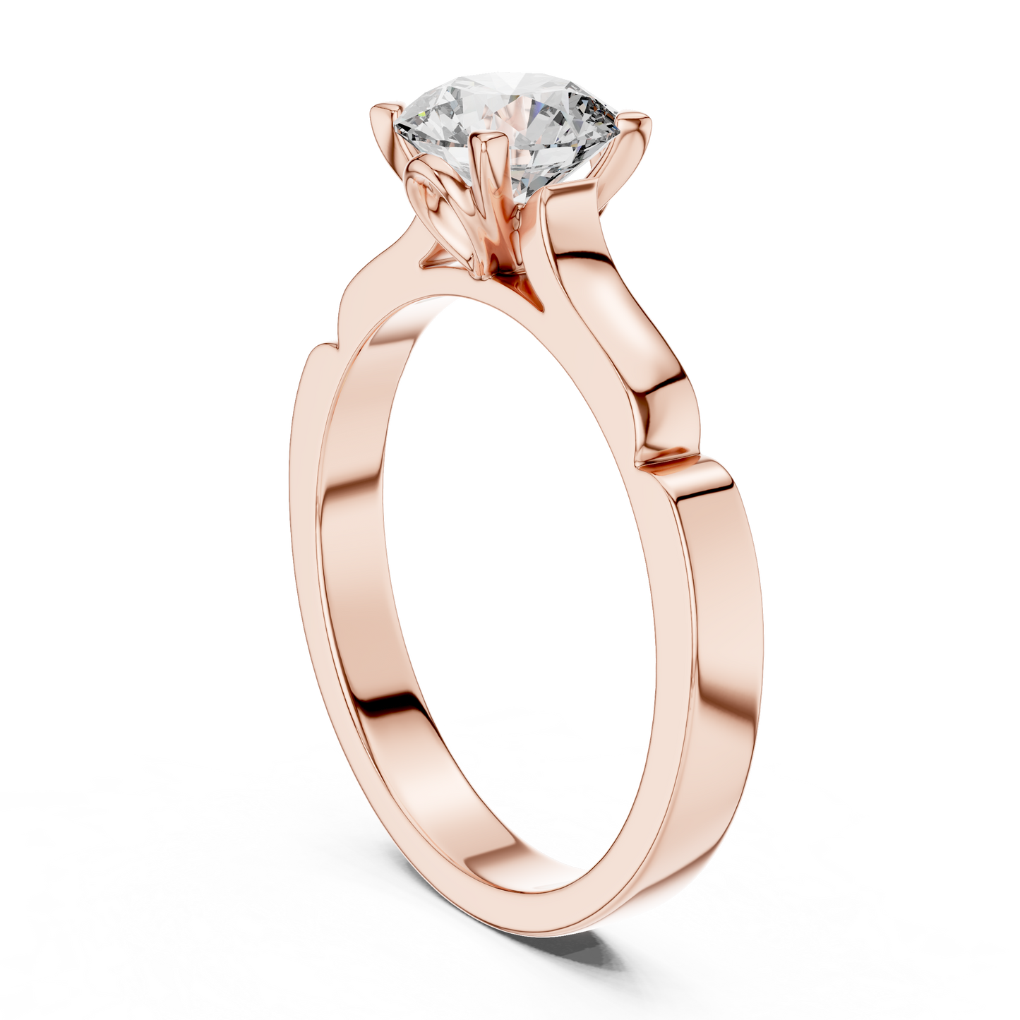 Round Cut Lab Grown Diamond Solitaire Ring in White Gold | Modern Engagement Ring
