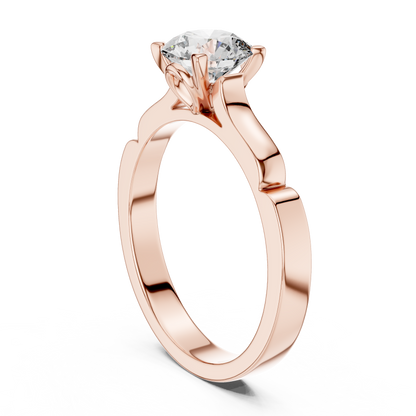 Round Cut Lab Grown Diamond Solitaire Ring in White Gold | Modern Engagement Ring