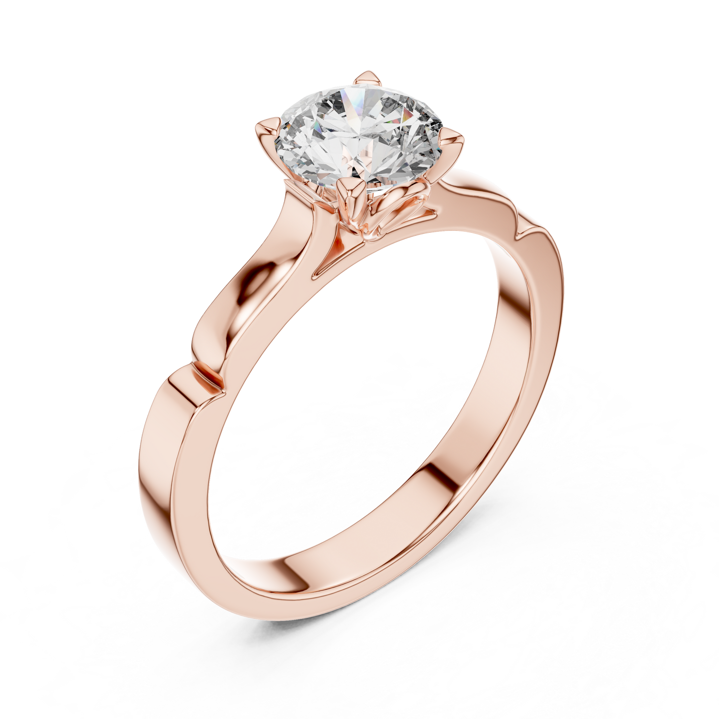 Round Cut Lab Grown Diamond Solitaire Ring in White Gold | Modern Engagement Ring