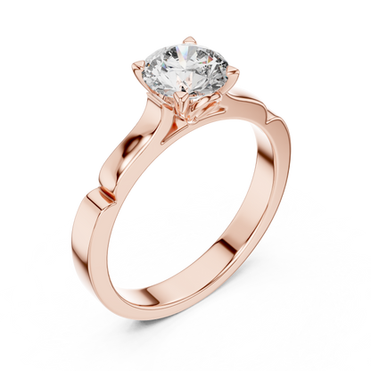 Round Cut Lab Grown Diamond Solitaire Ring in White Gold | Modern Engagement Ring