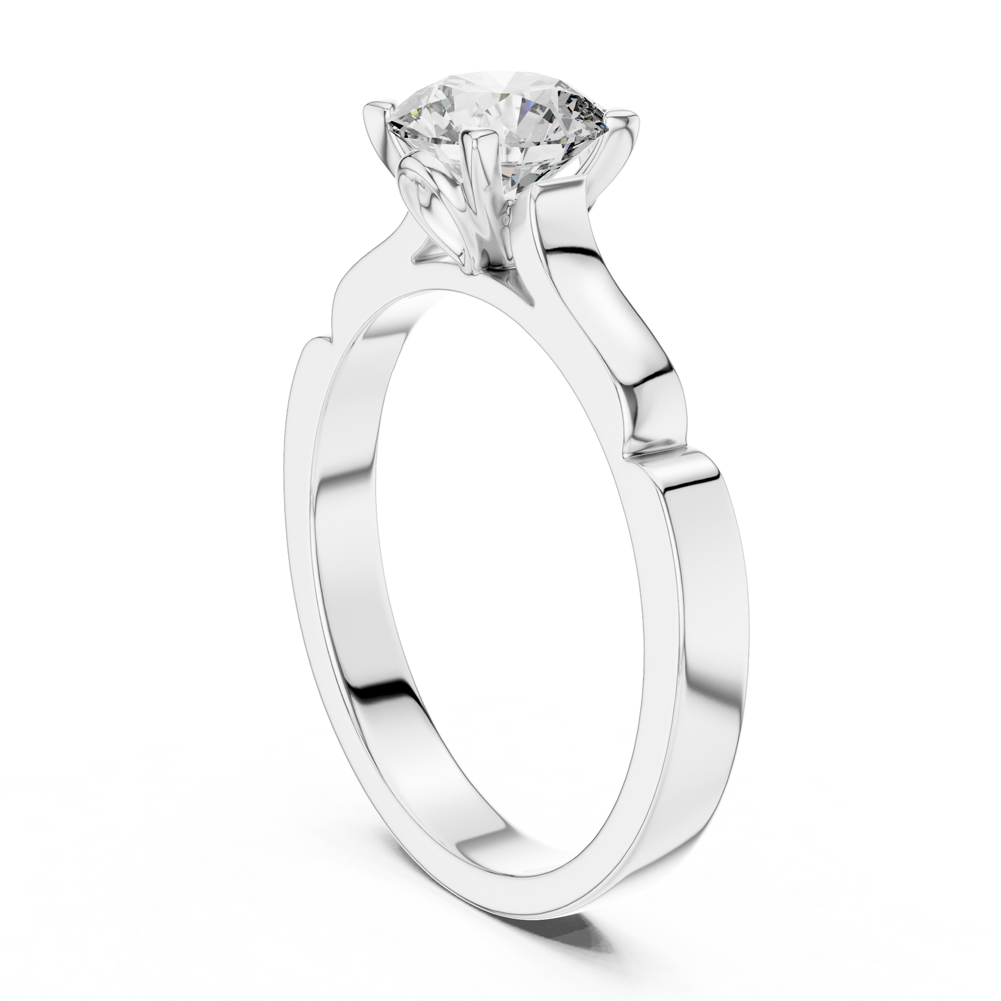 Round Cut Lab Grown Diamond Solitaire Ring in White Gold | Modern Engagement Ring