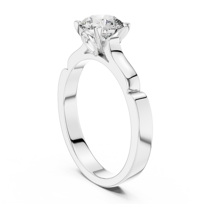 Round Cut Lab Grown Diamond Solitaire Ring in White Gold | Modern Engagement Ring