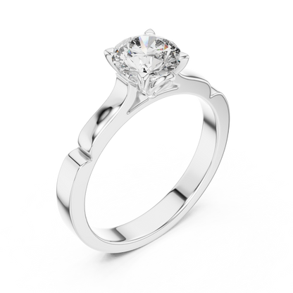 Round Cut Lab Grown Diamond Solitaire Ring in White Gold | Modern Engagement Ring
