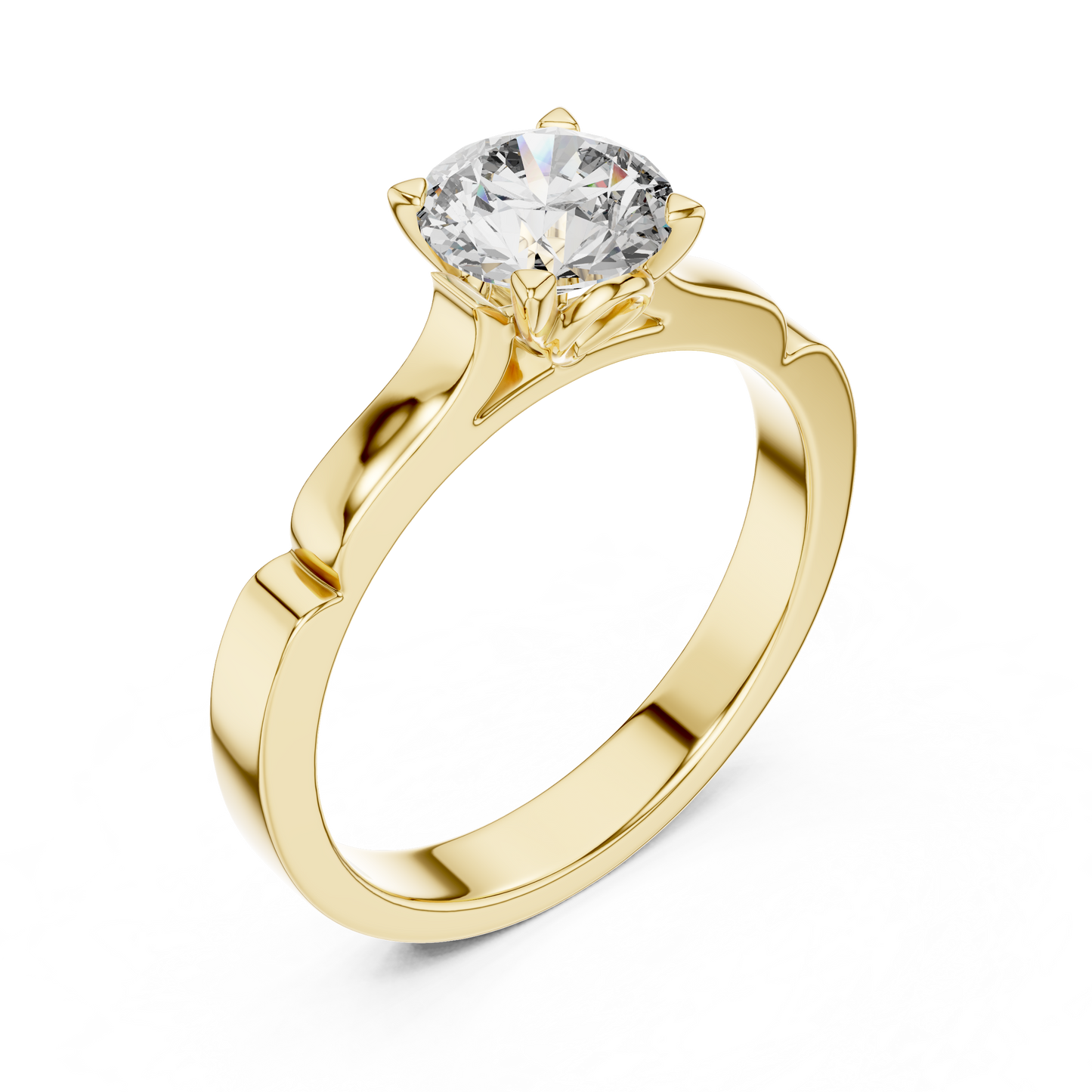 Round Cut Lab Grown Diamond Solitaire Ring in White Gold | Modern Engagement Ring