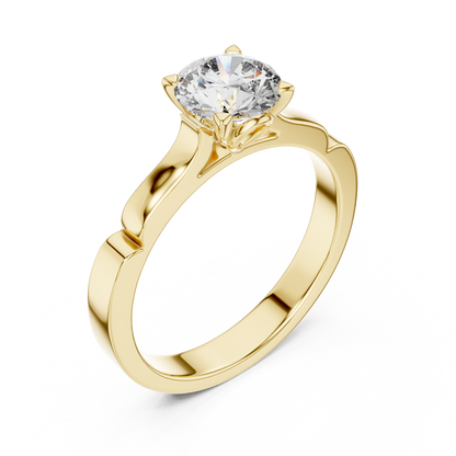 Round Cut Lab Grown Diamond Solitaire Ring in White Gold | Modern Engagement Ring