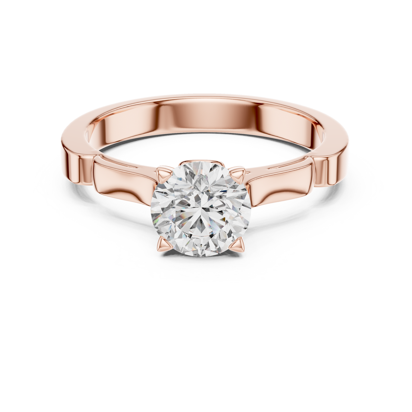 Round Cut Lab Grown Diamond Solitaire Ring in White Gold | Modern Engagement Ring