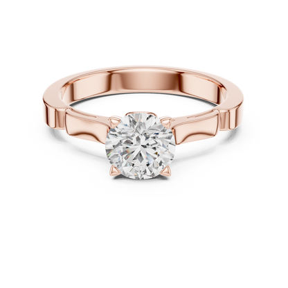 Round Cut Lab Grown Diamond Solitaire Ring in White Gold | Modern Engagement Ring