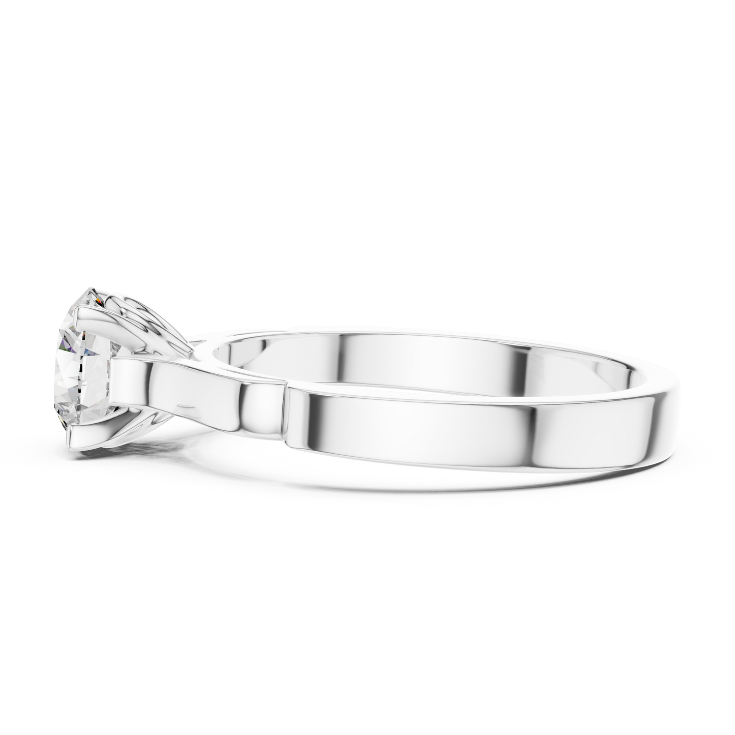 Round Cut Lab Grown Diamond Solitaire Ring in White Gold | Modern Engagement Ring