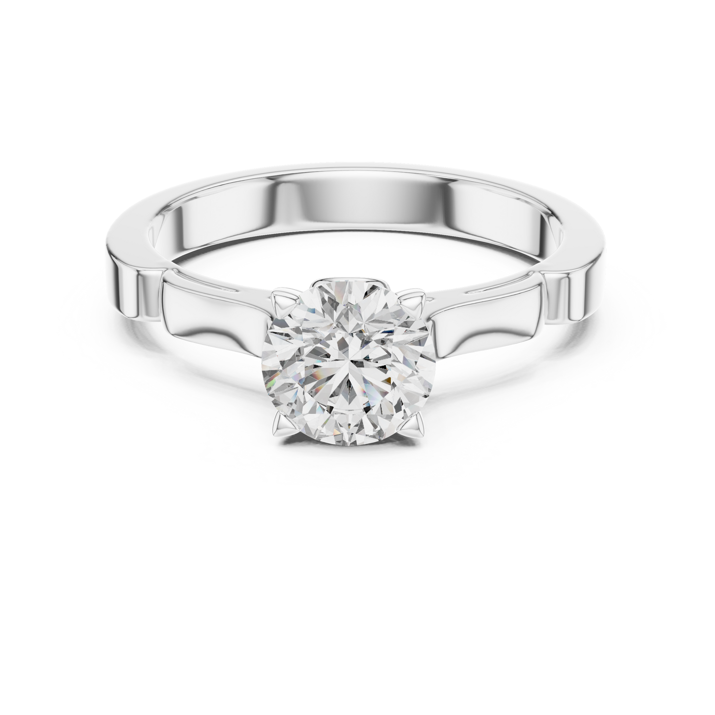 Round Cut Lab Grown Diamond Solitaire Ring in White Gold | Modern Engagement Ring
