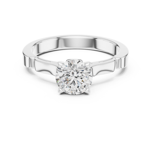 Round Cut Lab Grown Diamond Solitaire Ring in White Gold | Modern Engagement Ring