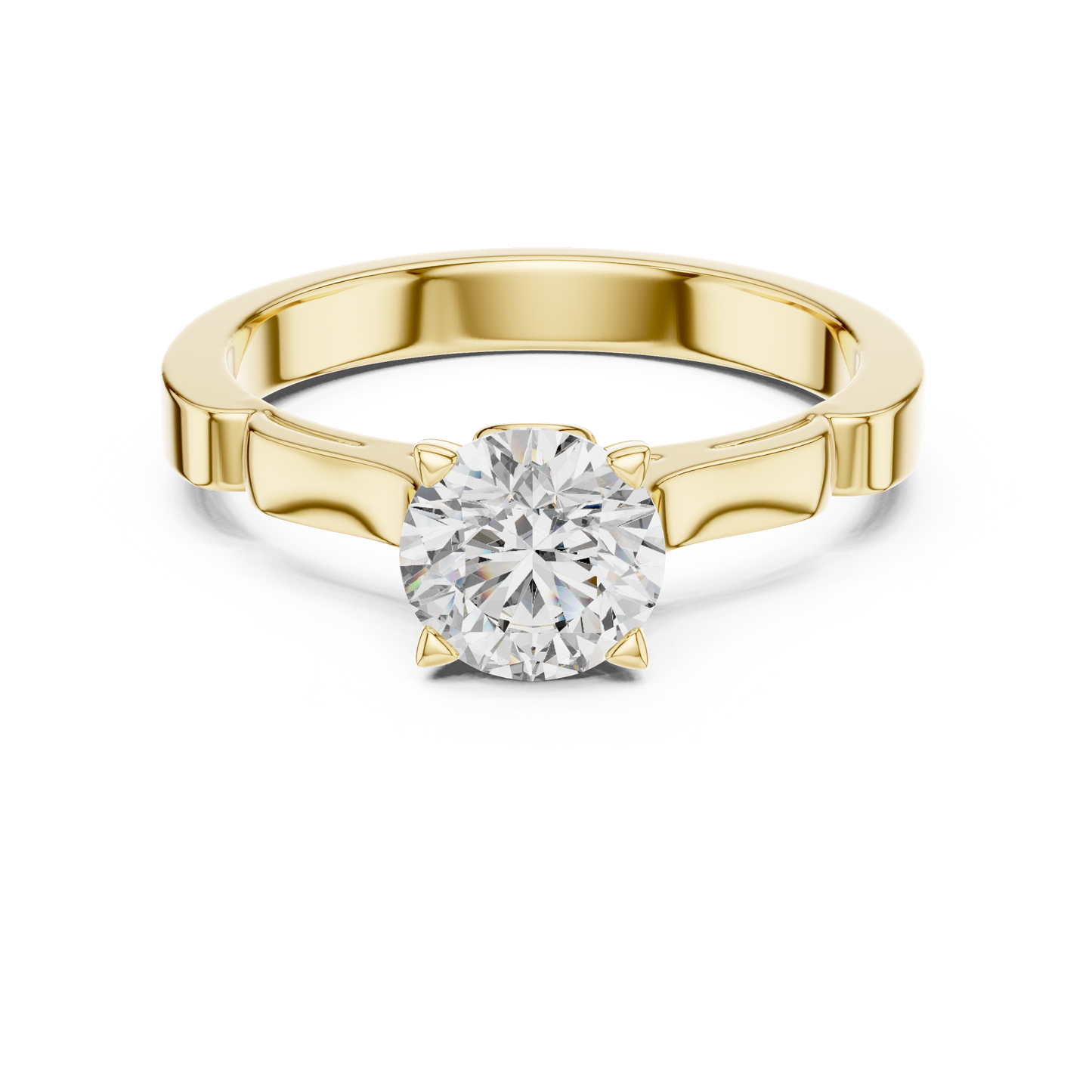 Round Cut Lab Grown Diamond Solitaire Ring in White Gold | Modern Engagement Ring
