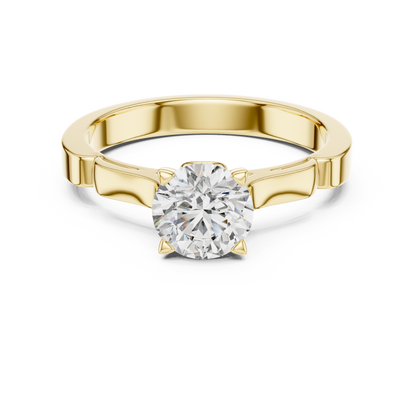 Round Cut Lab Grown Diamond Solitaire Ring in White Gold | Modern Engagement Ring