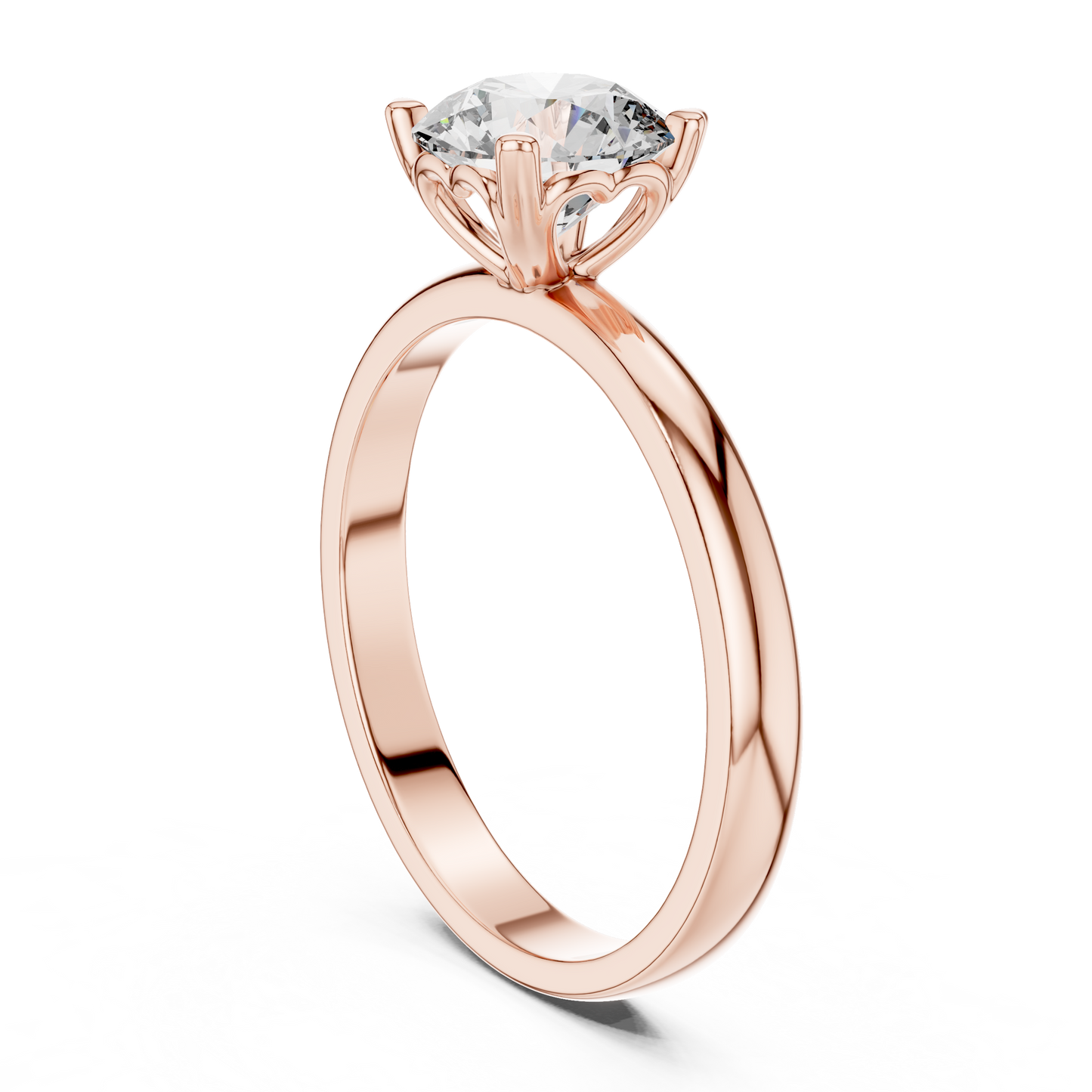 Round Cut Lab Grown Diamond Solitaire Engagement Ring in Rose Gold