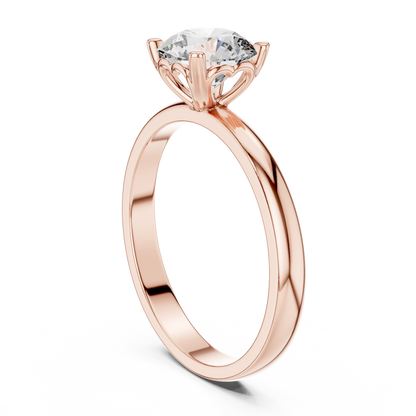 Round Cut Lab Grown Diamond Solitaire Engagement Ring in Rose Gold
