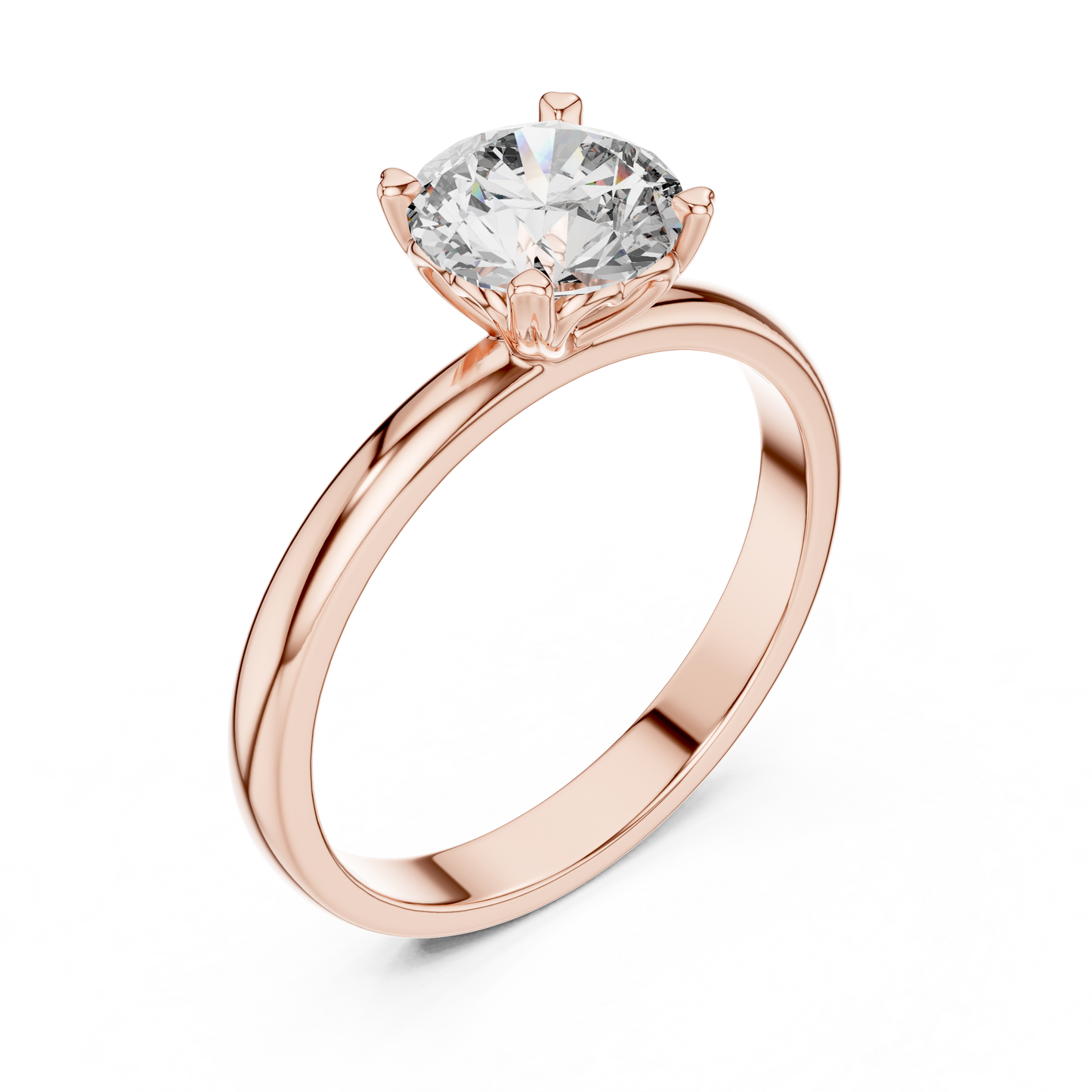 Round Cut Lab Grown Diamond Solitaire Engagement Ring in Rose Gold