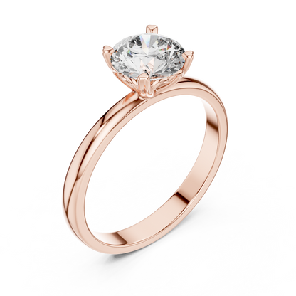 Round Cut Lab Grown Diamond Solitaire Engagement Ring in Rose Gold