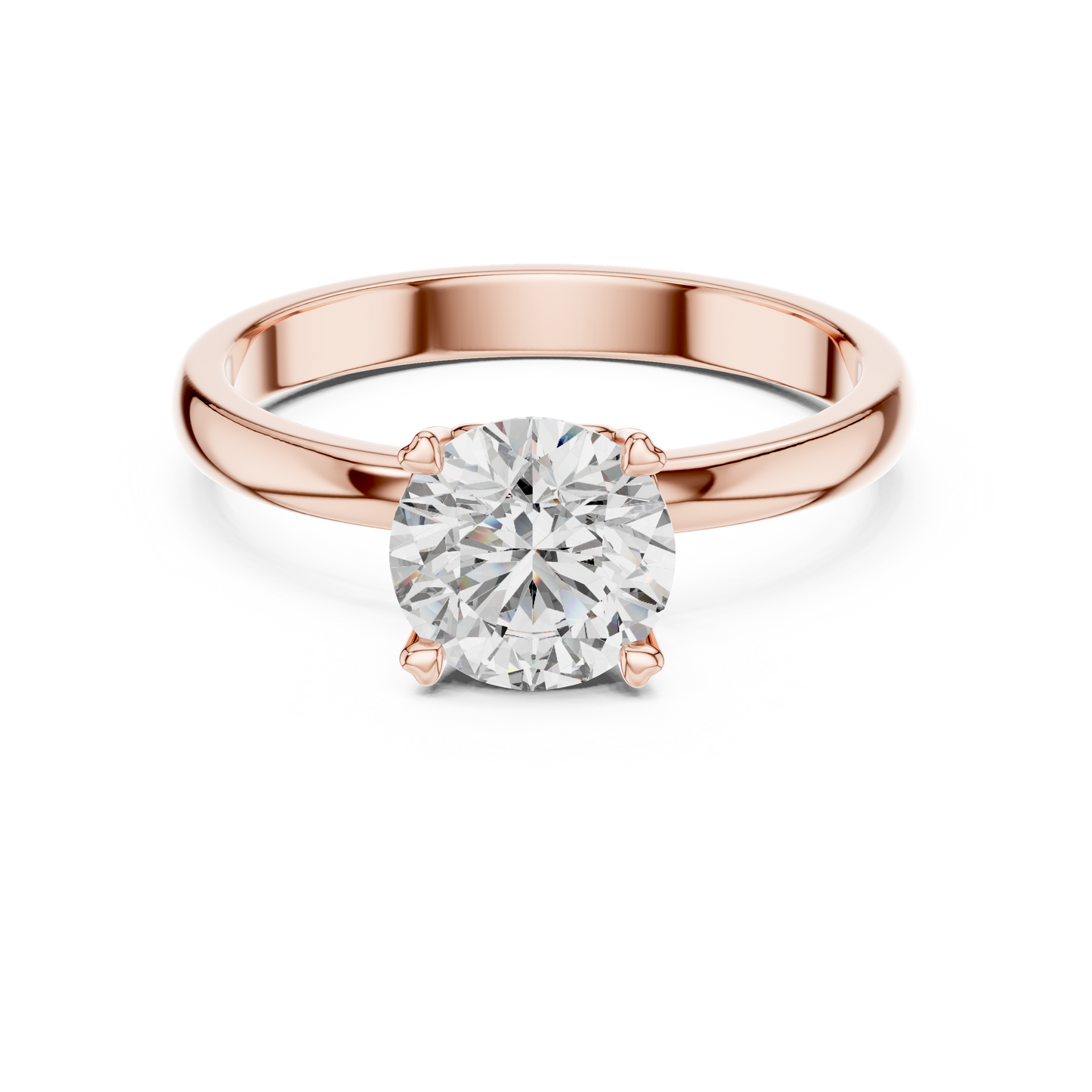 Round Cut Lab Grown Diamond Solitaire Engagement Ring in Rose Gold