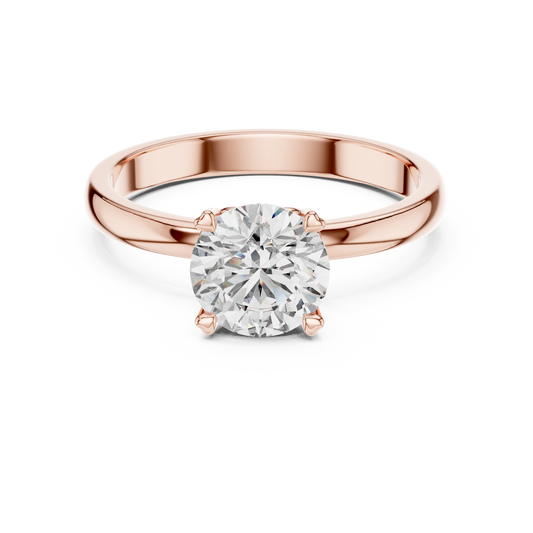 Round Cut Lab Grown Diamond Solitaire Engagement Ring in Rose Gold